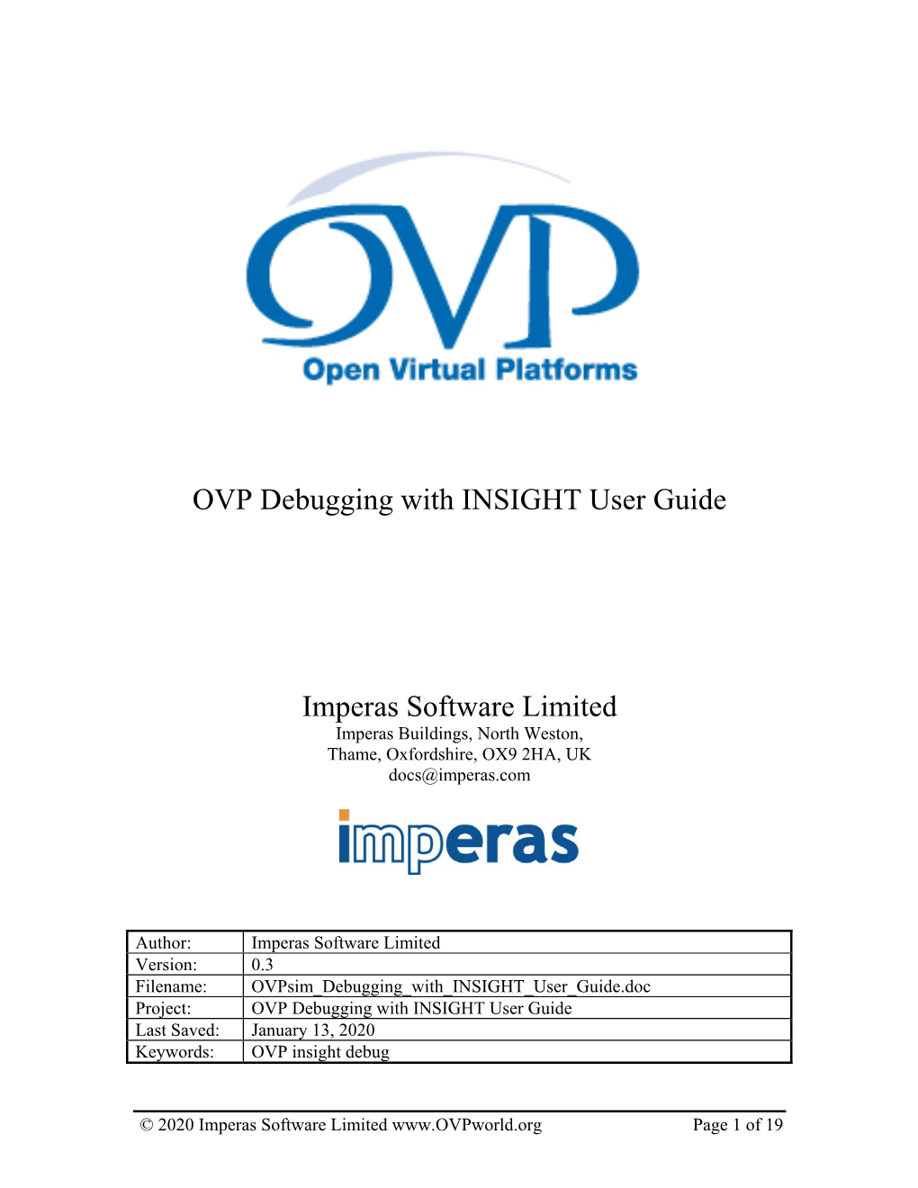 OVP Debugging with INSIGHT User Guide