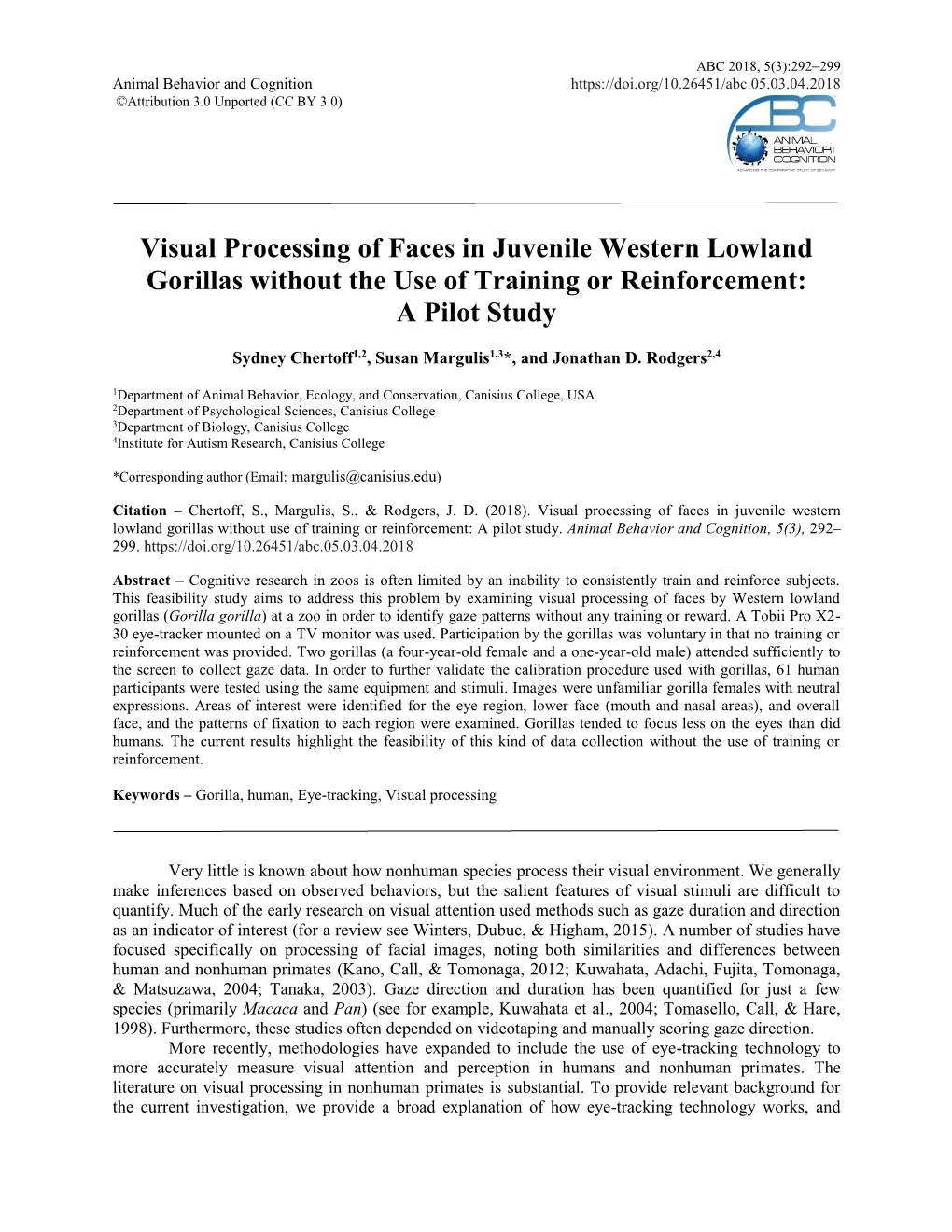 Visual Processing of Faces in Juvenile Western Lowland Gorillas Without the Use of Training Or Reinforcement: a Pilot Study