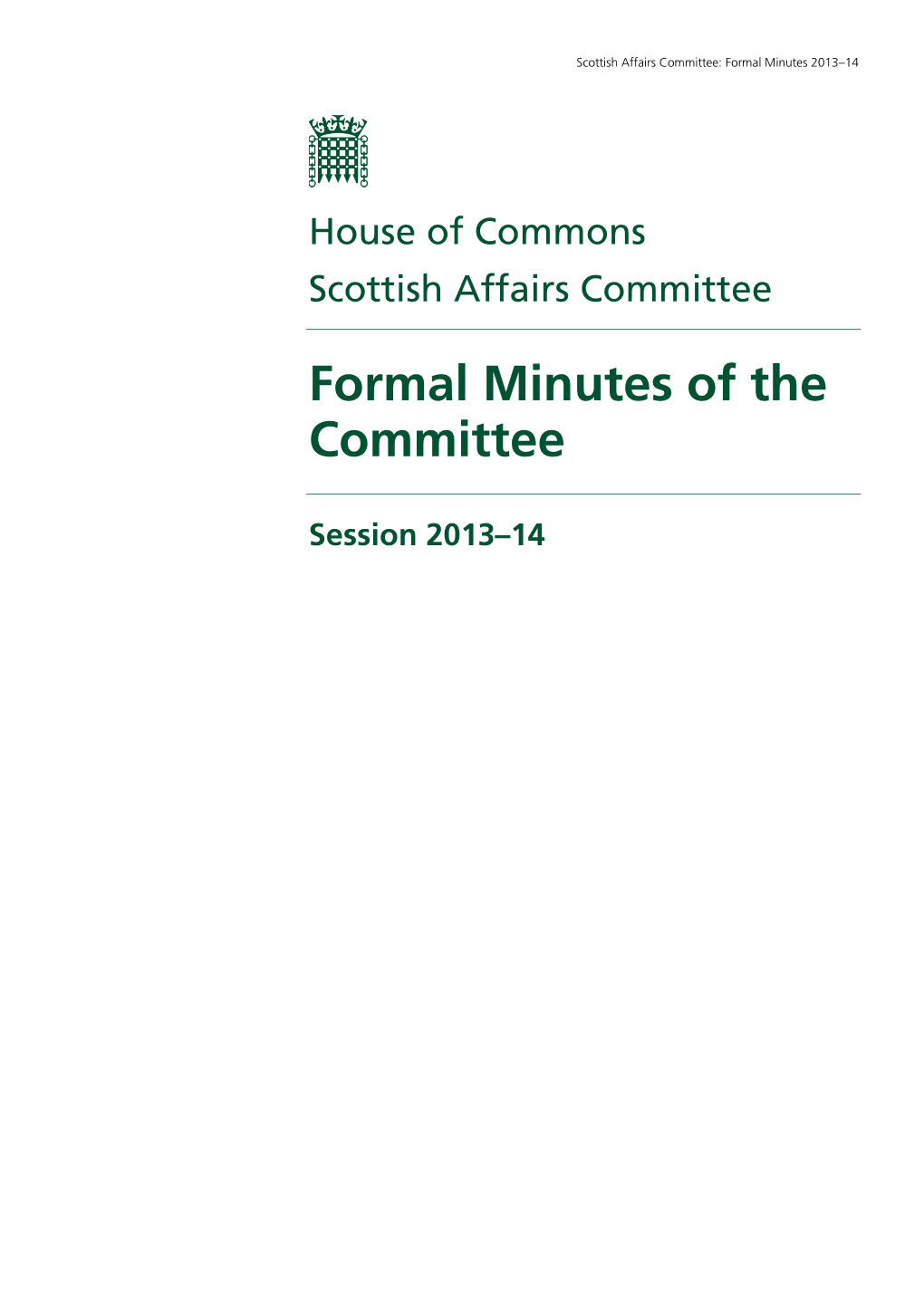 Formal Minutes of the Committee