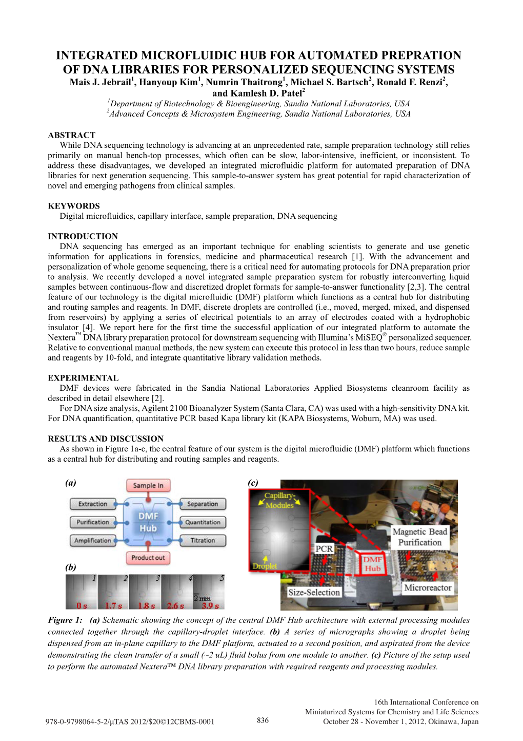 INTEGRATED MICROFLUIDIC HUB for AUTOMATED PREPRATION of DNA LIBRARIES for PERSONALIZED SEQUENCING SYSTEMS Mais J