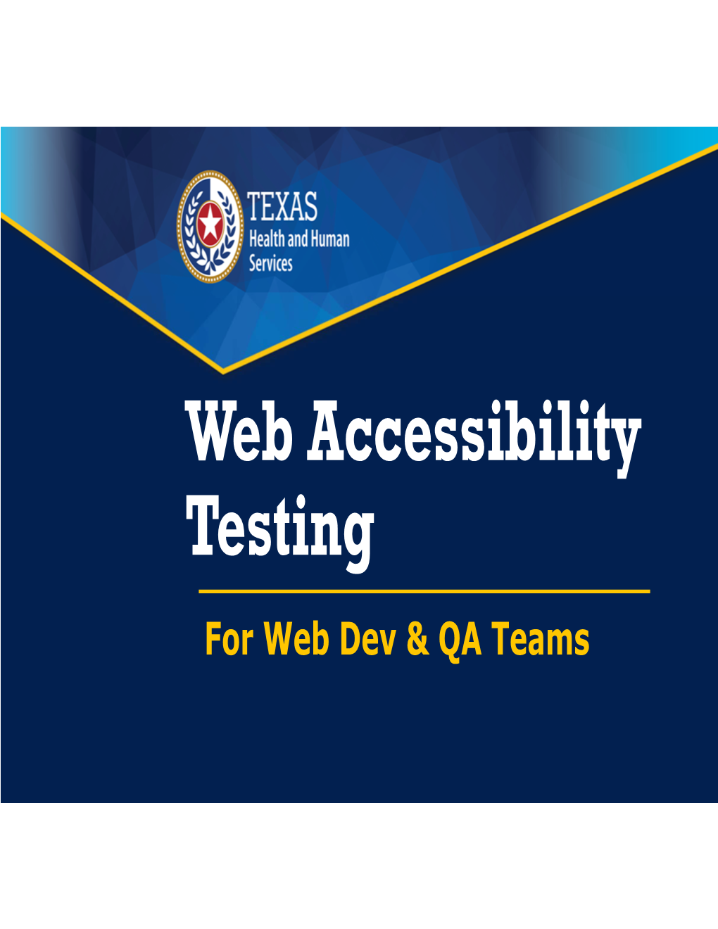 Web Accessibility Testing for Web Dev & QA Teams Testing Goals