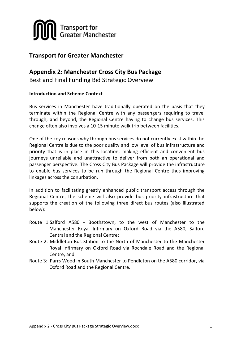 Transport for Greater Manchester Appendix 2