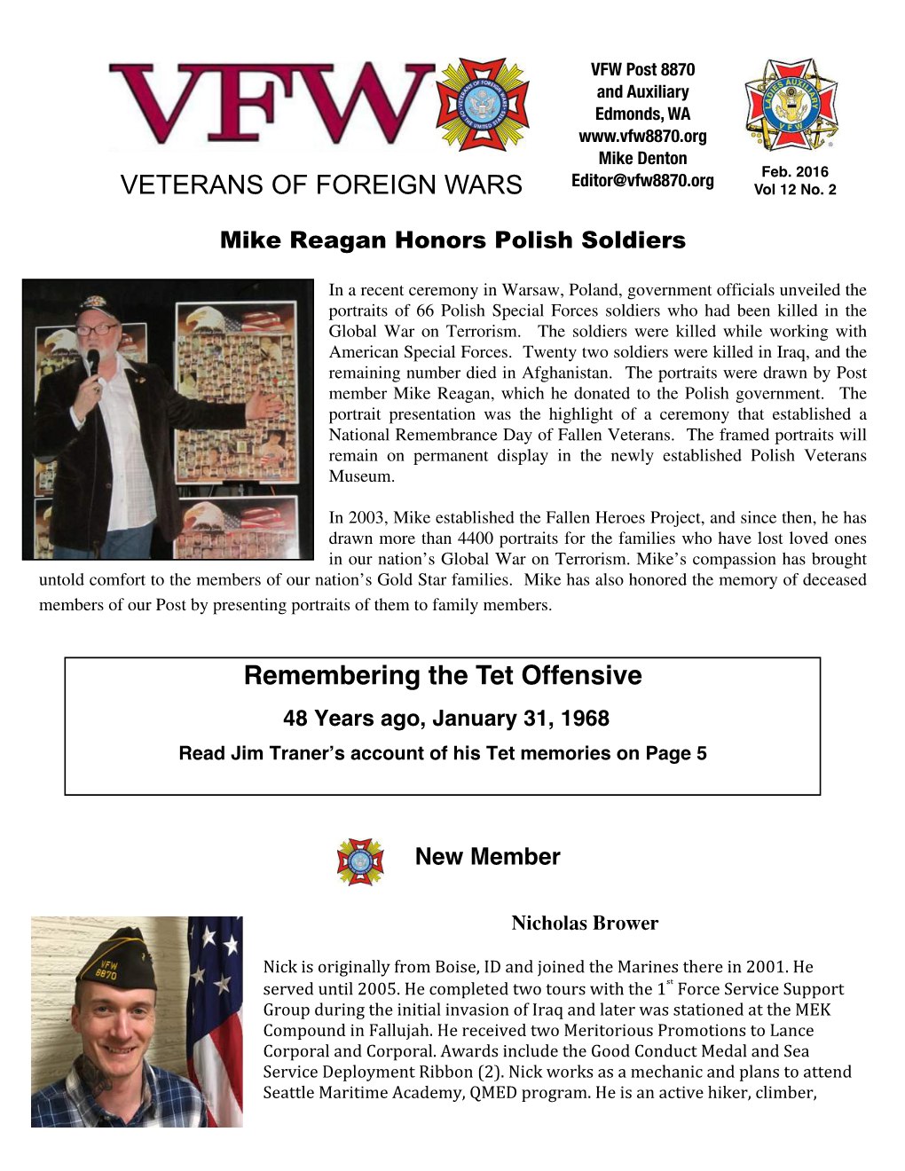 VETERANS of FOREIGN WARS Remembering the Tet Offensive