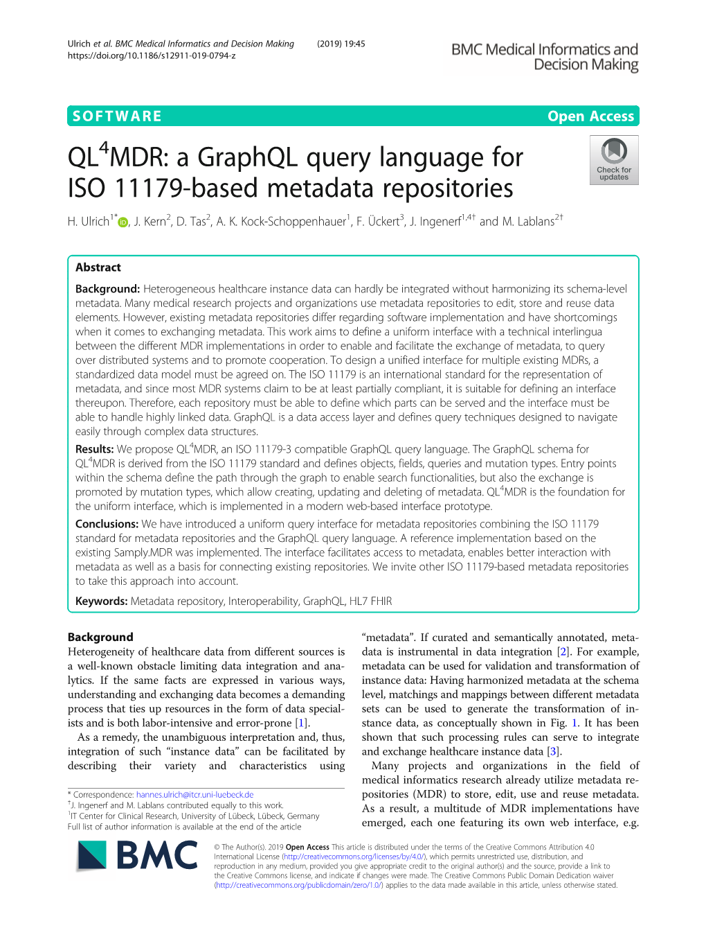 QL4MDR: a Graphql Query Language for ISO 11179-Based Metadata Repositories H