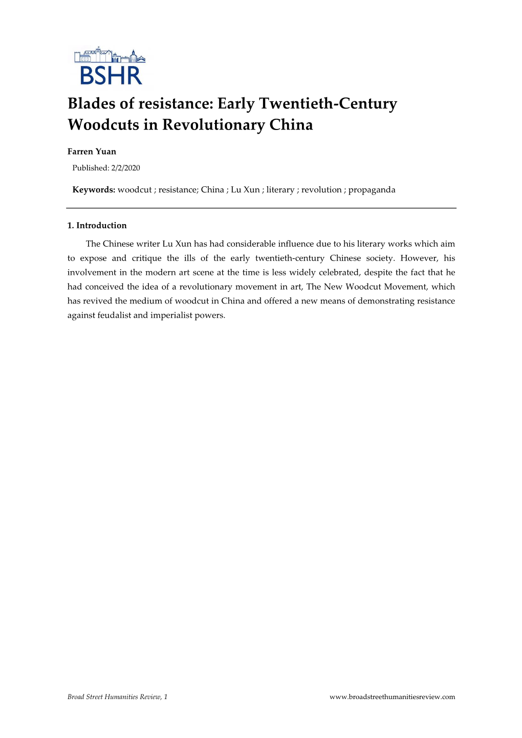 Blades of Resistance: Early Twentieth-Century Woodcuts in Revolutionary China