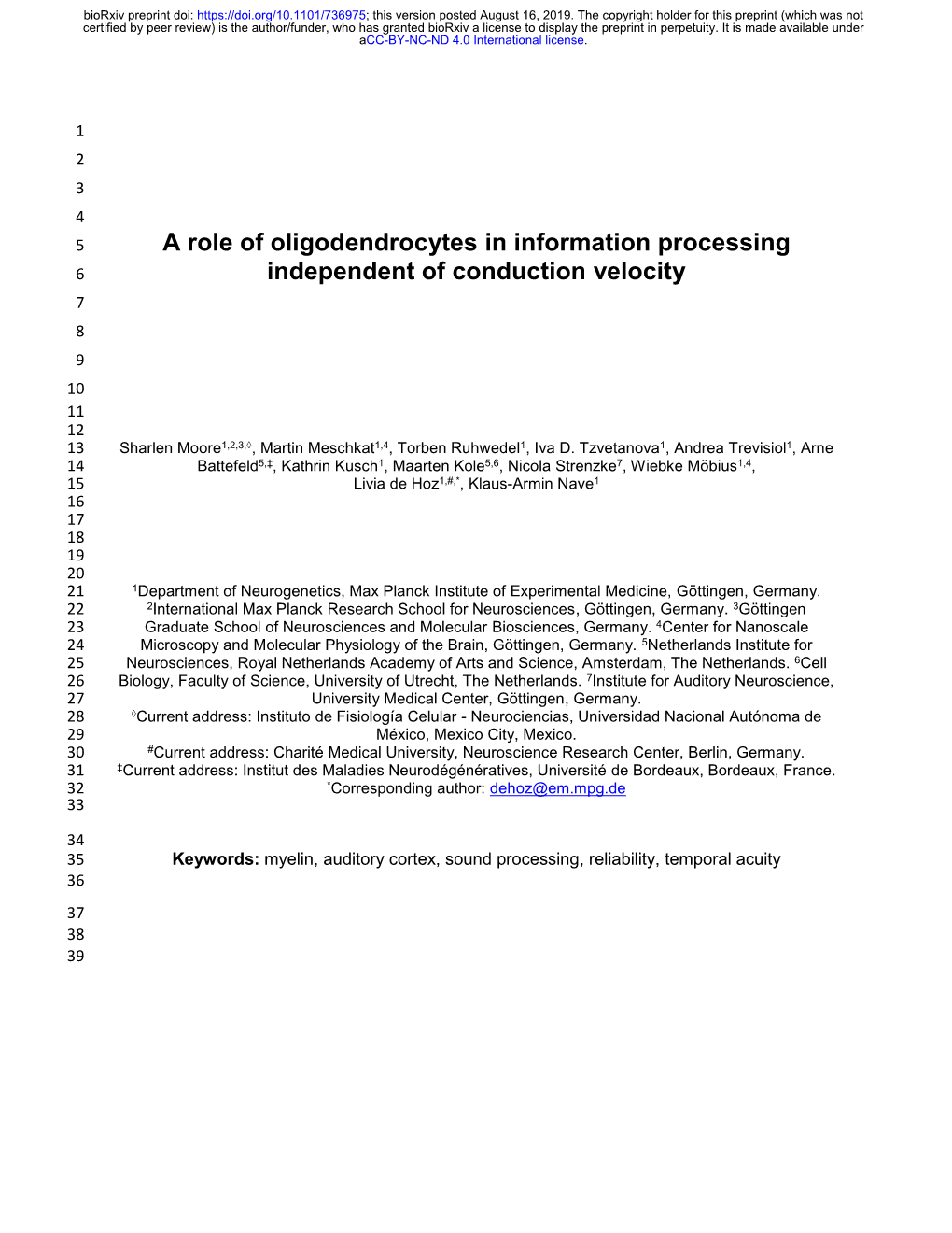 A Role of Oligodendrocytes in Information Processing