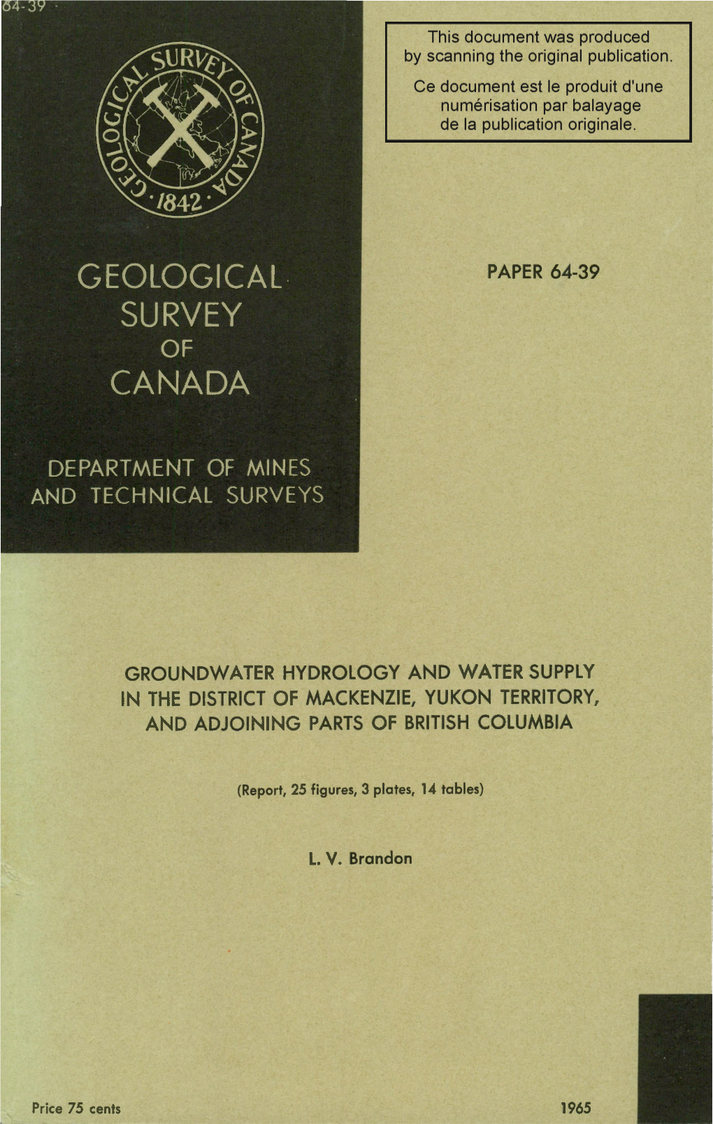 Paper 64-39 Groundwater Hydrology and Water