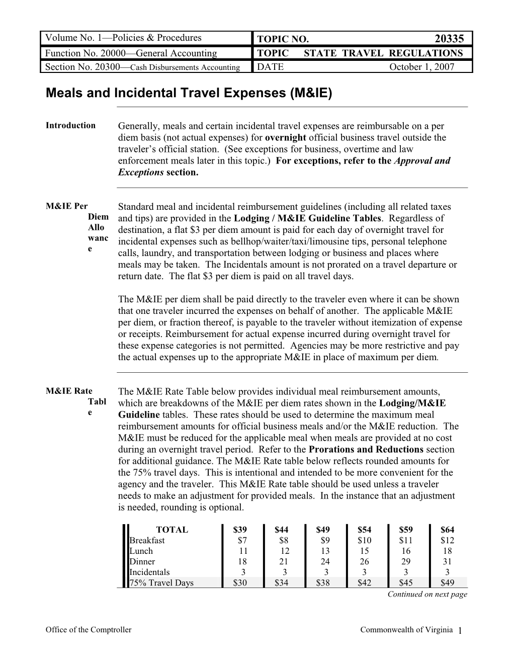 CAPP Manual - 20335 - Cash Disbursements Accounting, State Travel Regulations