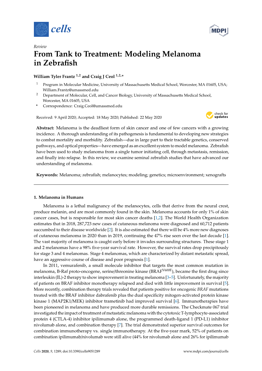 Modeling Melanoma in Zebrafish