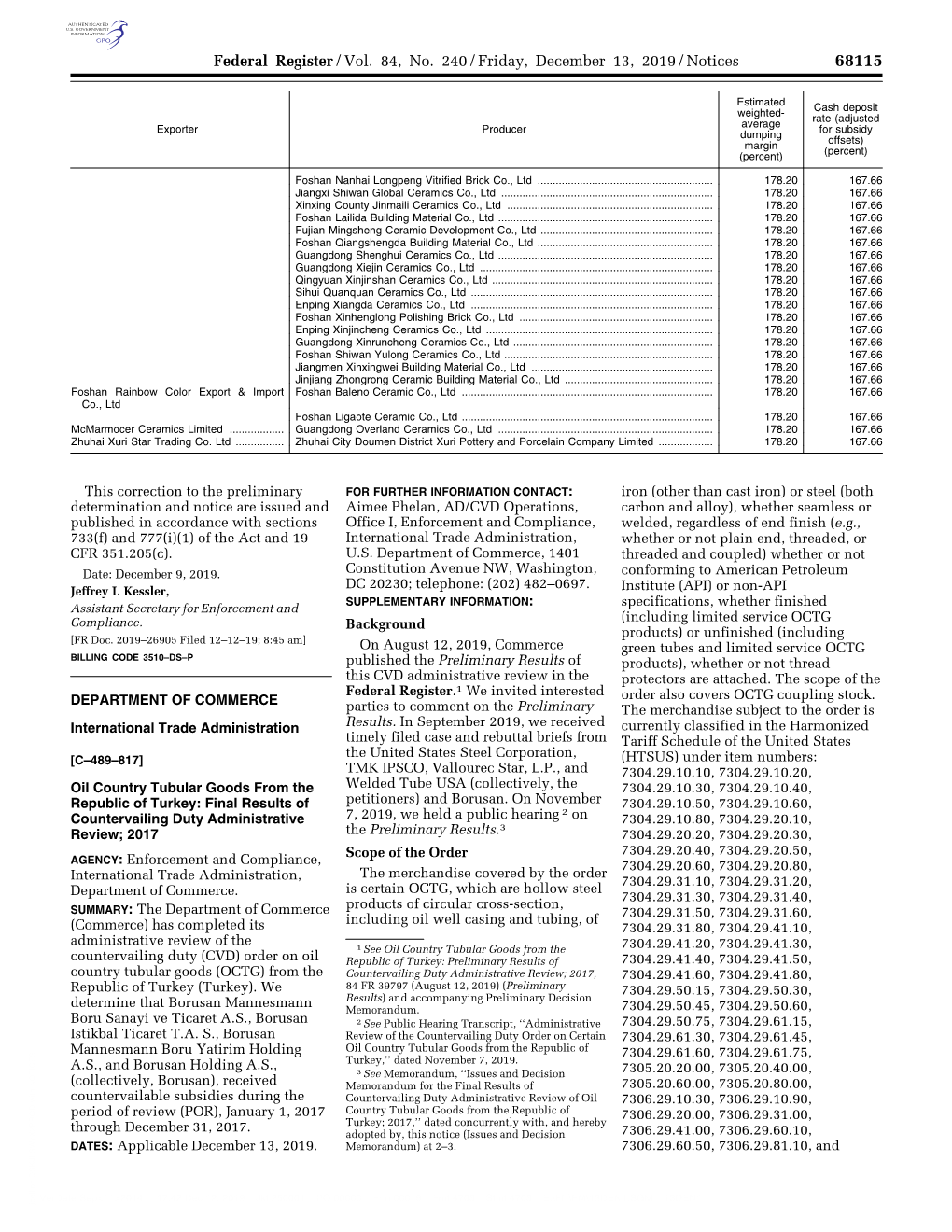 Federal Register/Vol. 84, No. 240/Friday, December 13, 2019