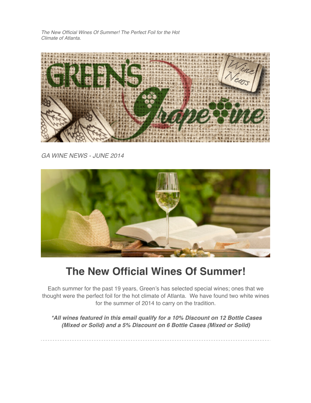 Green's Official Wines of Summer for 2014