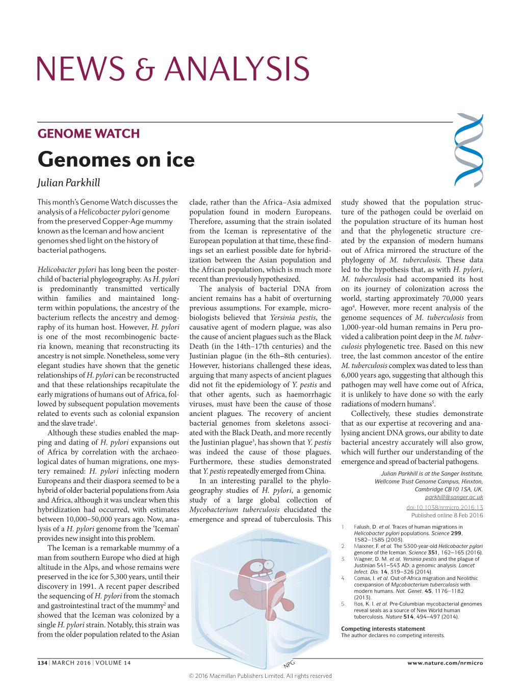 GENOME WATCH Genomes on Ice Julian Parkhill