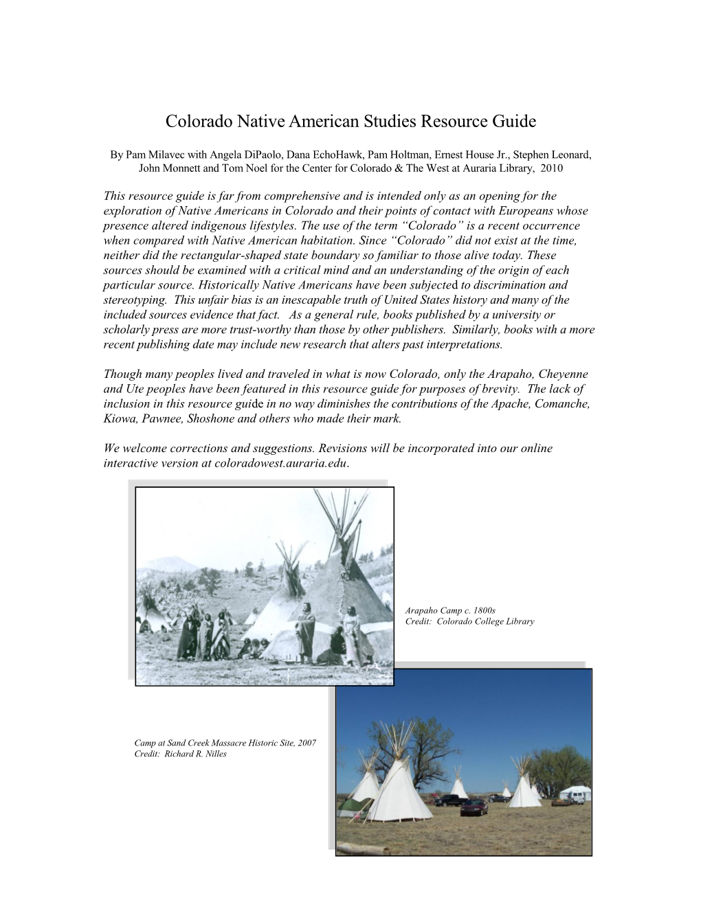 Colorado Native American Studies Resource Guide