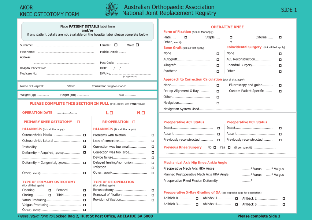 Australian Orthopaedic Association National Joint Replacement Registry