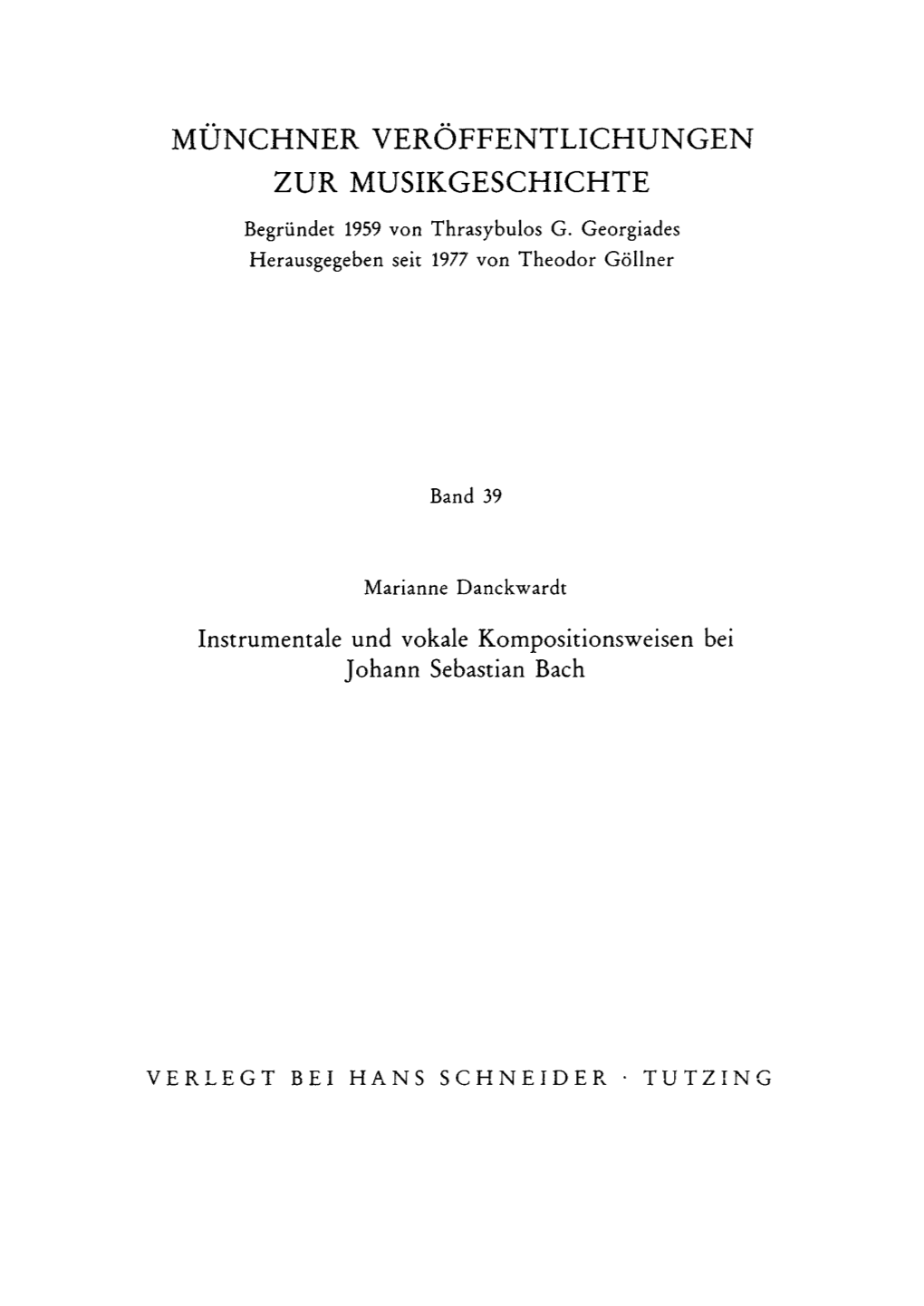 Instrumentale Und Vokale Kompositionsweisen Bei Johann Sebastian Bach