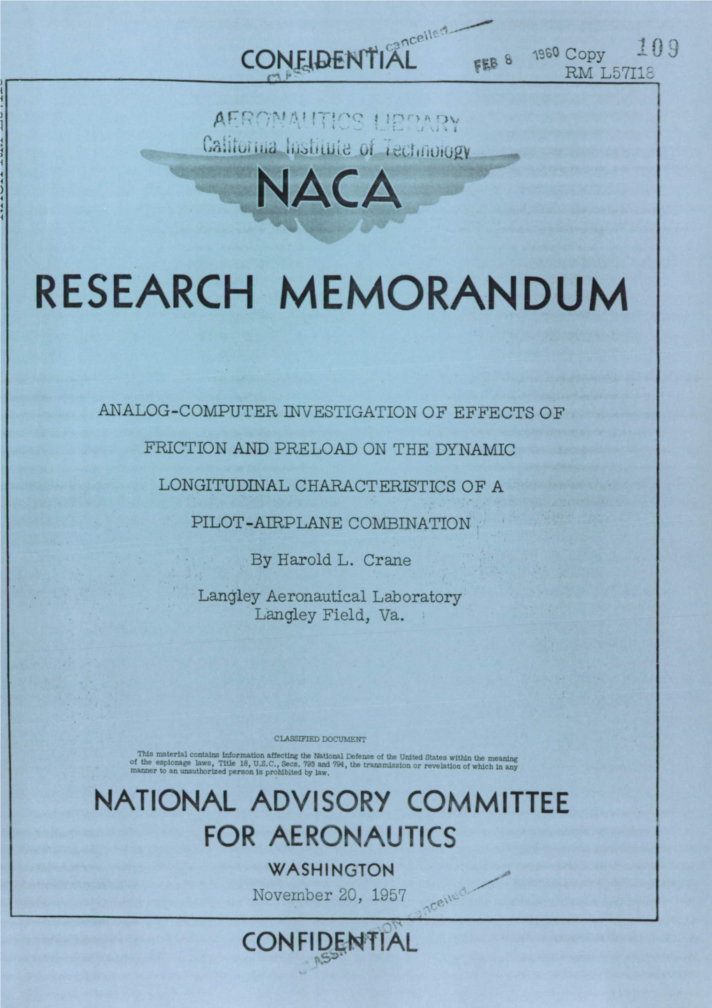 Naca Research Memorandum