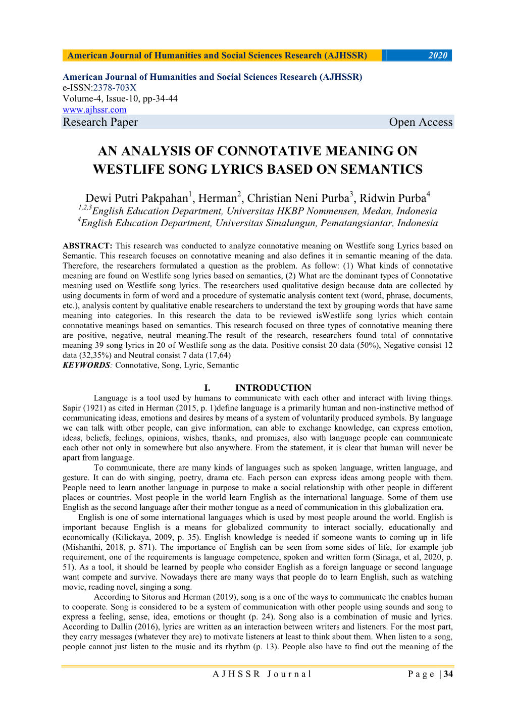 An Analysis of Connotative Meaning on Westlife Song Lyrics Based on Semantics