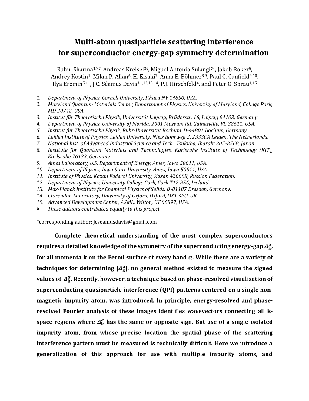Multi-Atom Quasiparticle Scattering Interference for Superconductor Energy-Gap Symmetry Determination