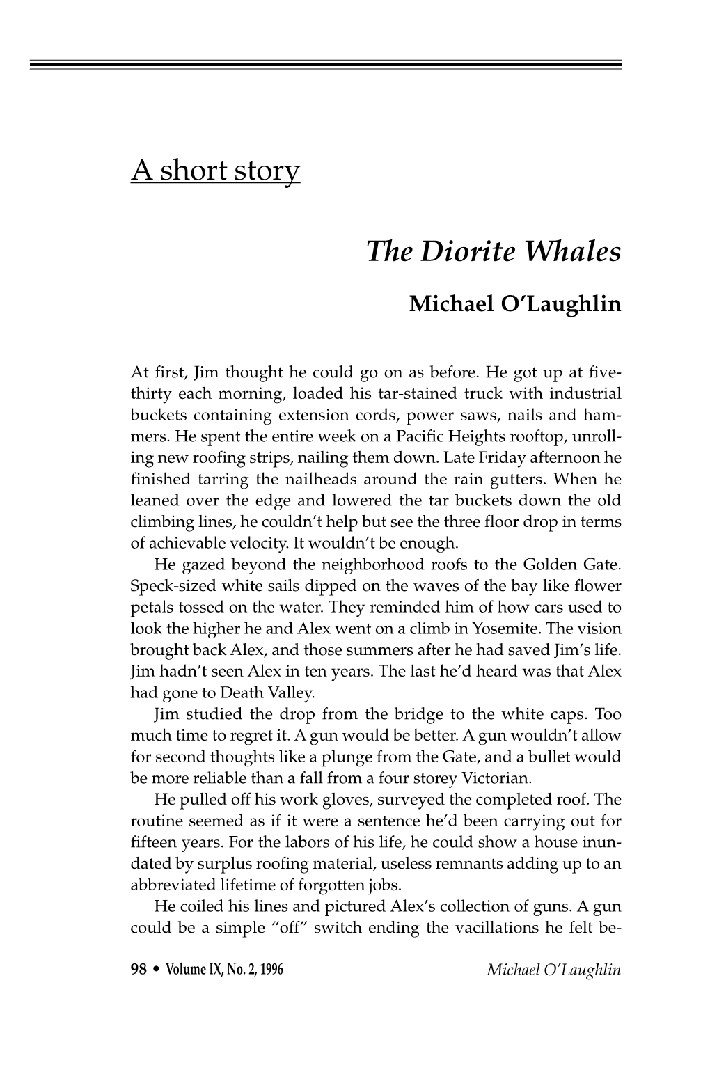 The Diorite Whales a Short Story