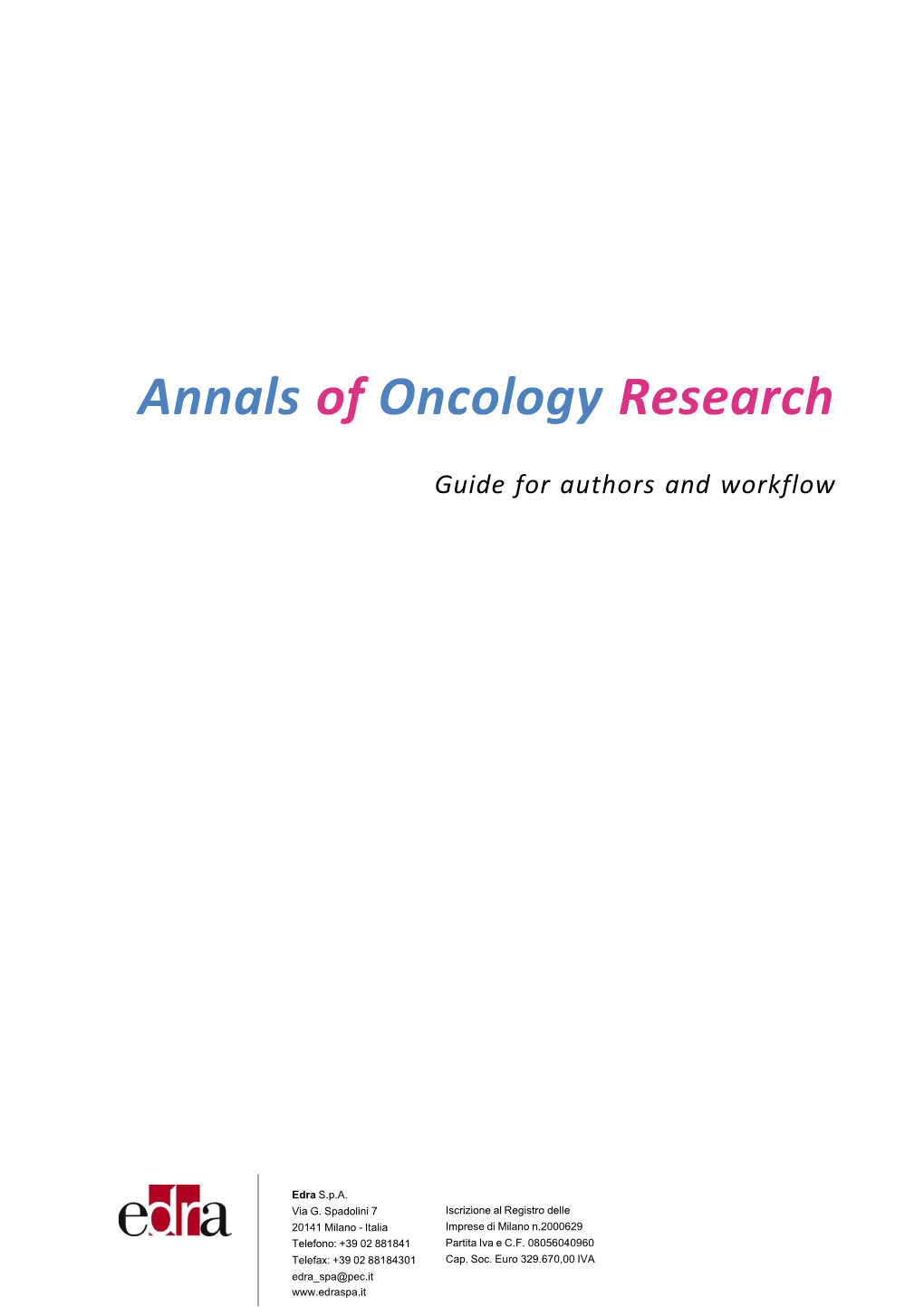 Annals of Oncology Research