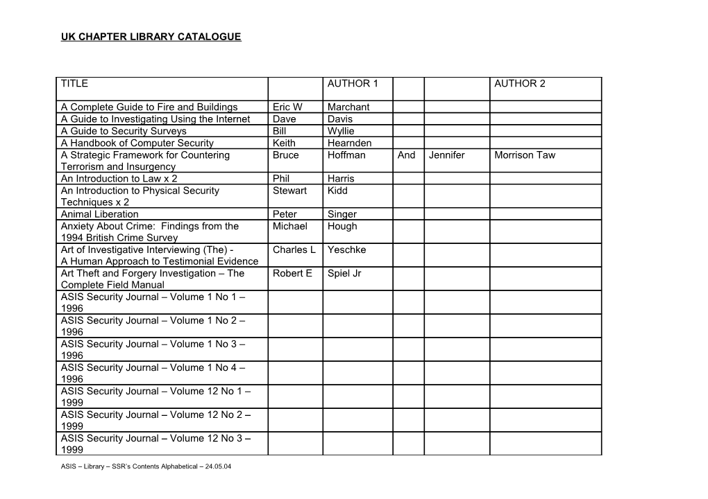 Asis Library - Alphabetical