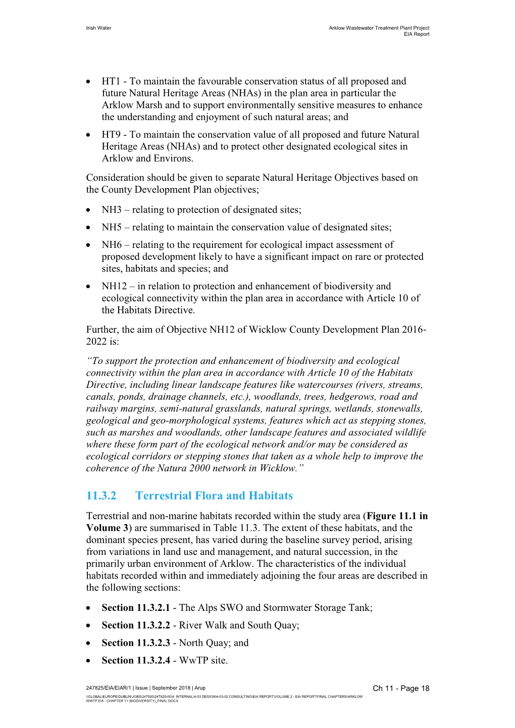 11.3.2 Terrestrial Flora and Habitats Terrestrial and Non-Marine Habitats Recorded Within the Study Area (Figure 11.1 in Volume 3) Are Summarised in Table 11.3