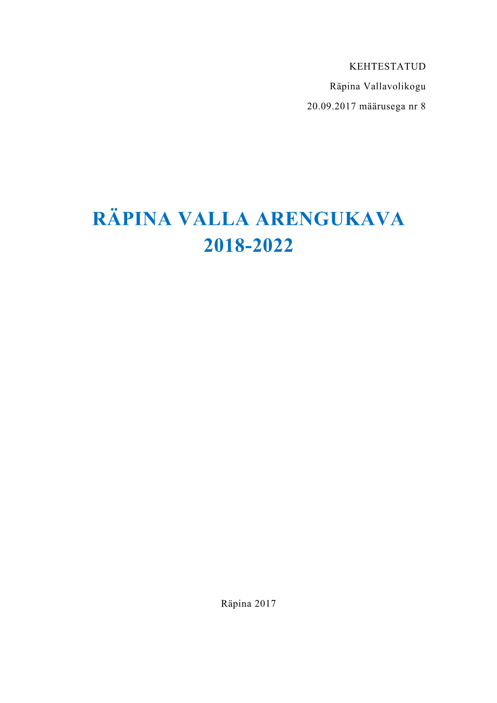 Räpina Valla Arengukava 2018-2022
