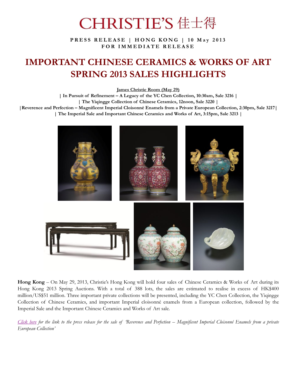 Important Chinese Ceramics & Works of Art Spring 2013