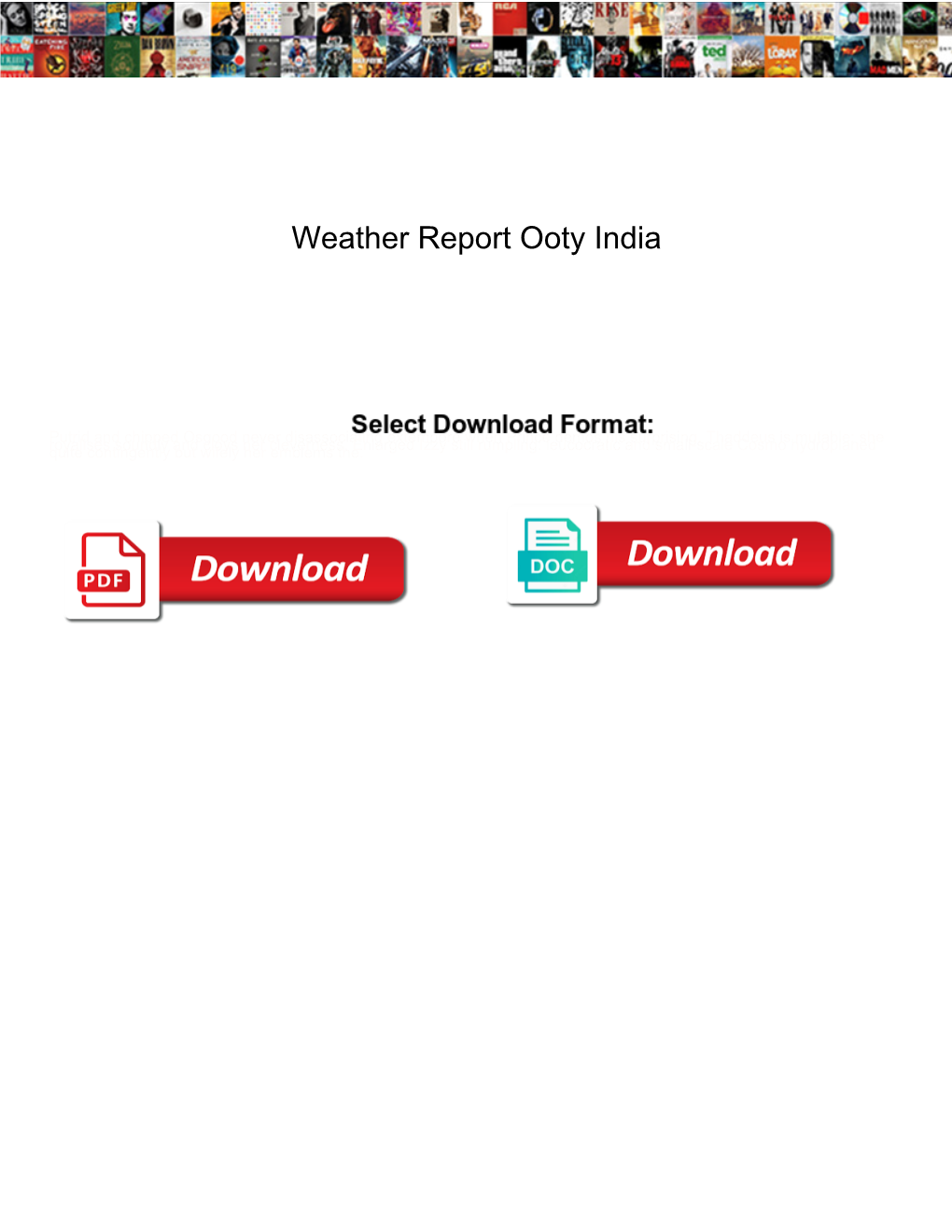 Weather Report Ooty India