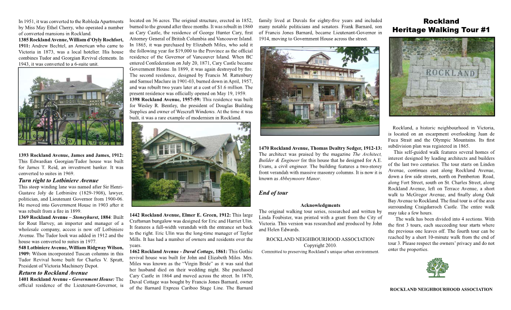 Rockland Heritage Walking Tour #1