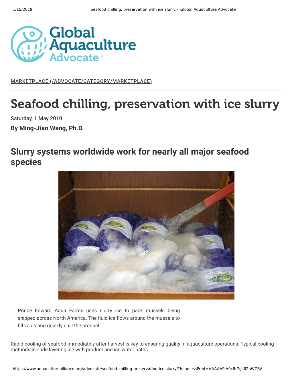 Seafood Chilling, Preservation with Ice Slurry « Global Aquaculture Advocate