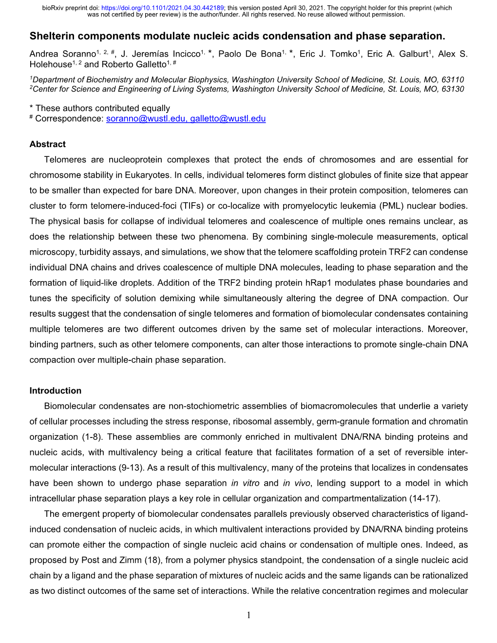 Shelterin Components Modulate Nucleic Acids Condensation and Phase Separation