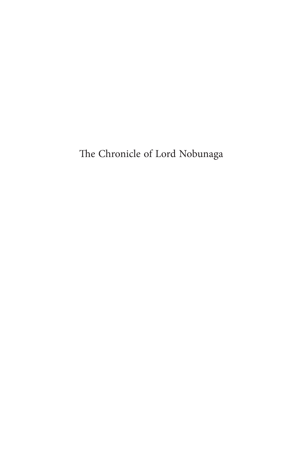 The Chronicle of Lord Nobunaga Brill’S Japanese Studies Library