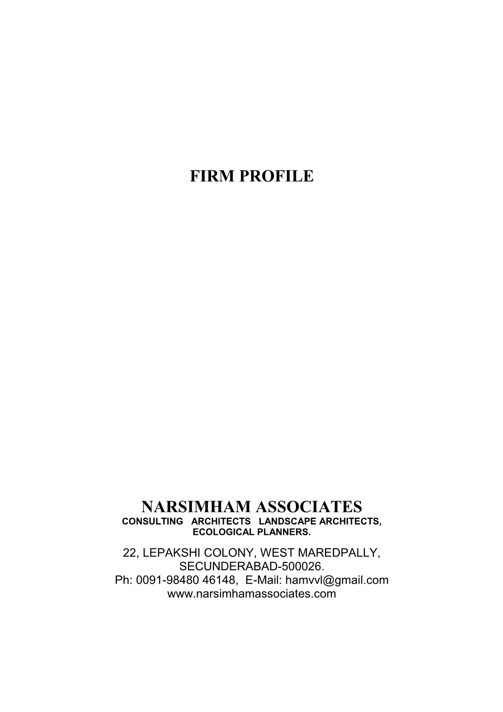 Firm Profile Narsimham Associates