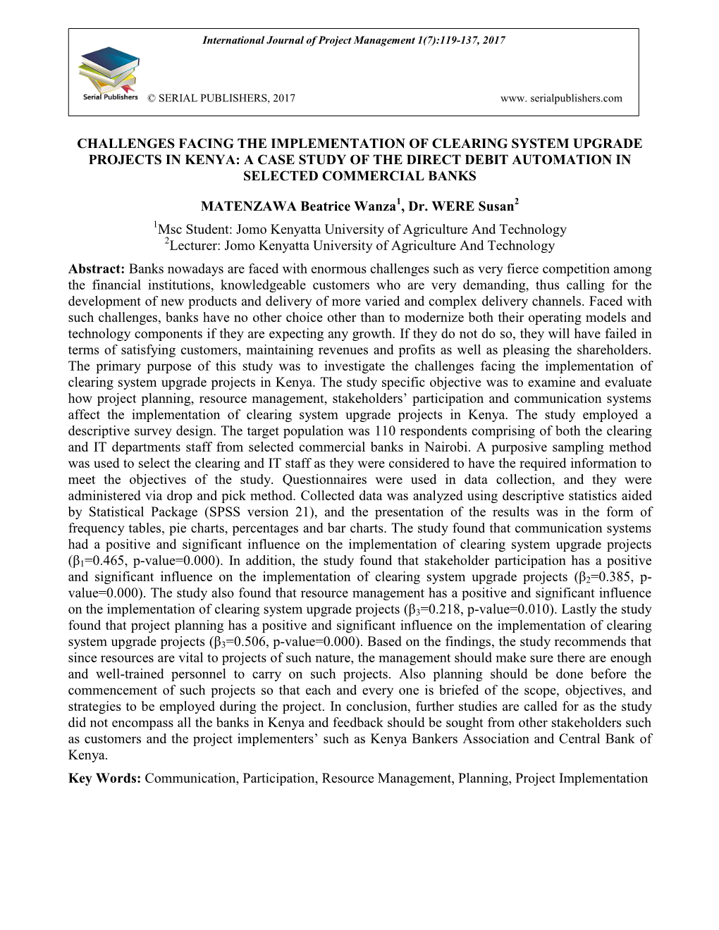 Challenges Facing the Implementation of Clearing System Upgrade Projects in Kenya: a Case Study of the Direct Debit Automation in Selected Commercial Banks