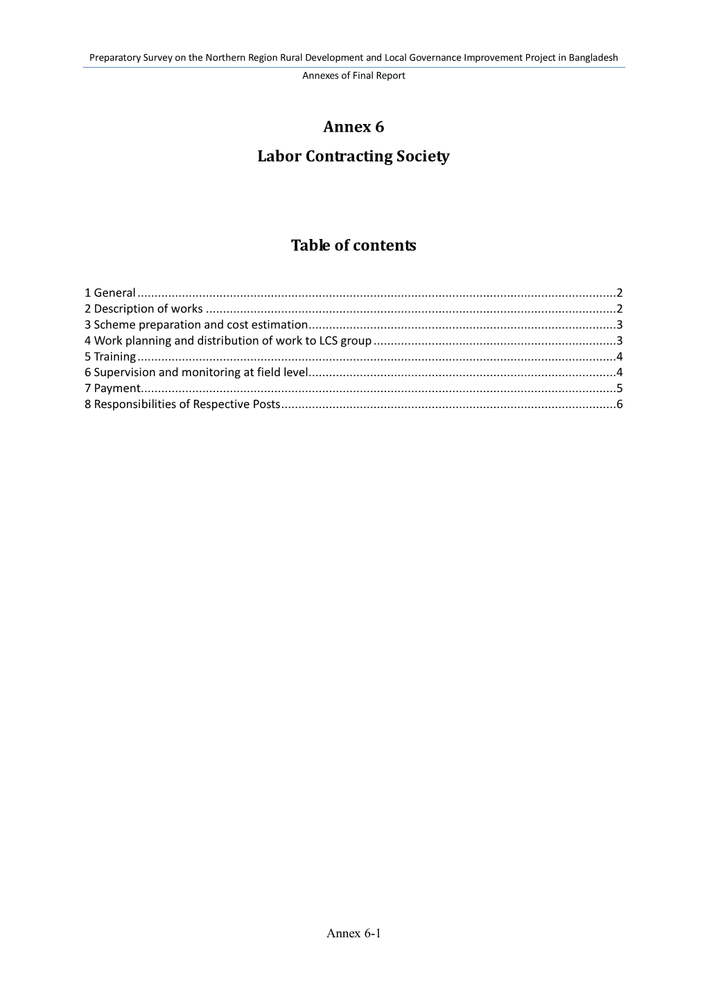 Annex 6 Labor Contracting Society Table of Contents