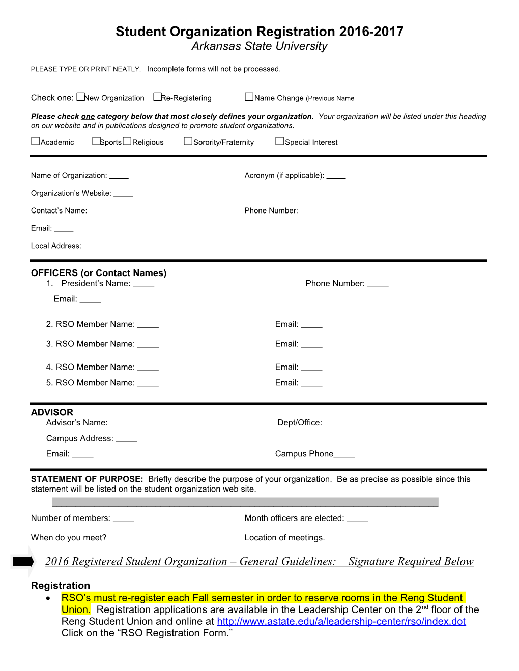 Student Organization Registration s1