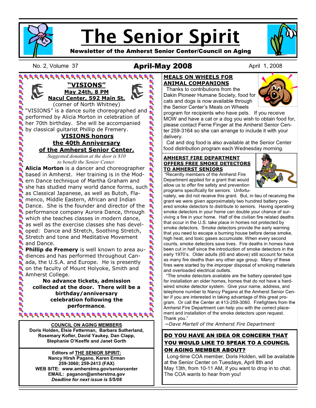 The Senior Spirit Newsletter of the Amherst Senior Center/Council on Aging