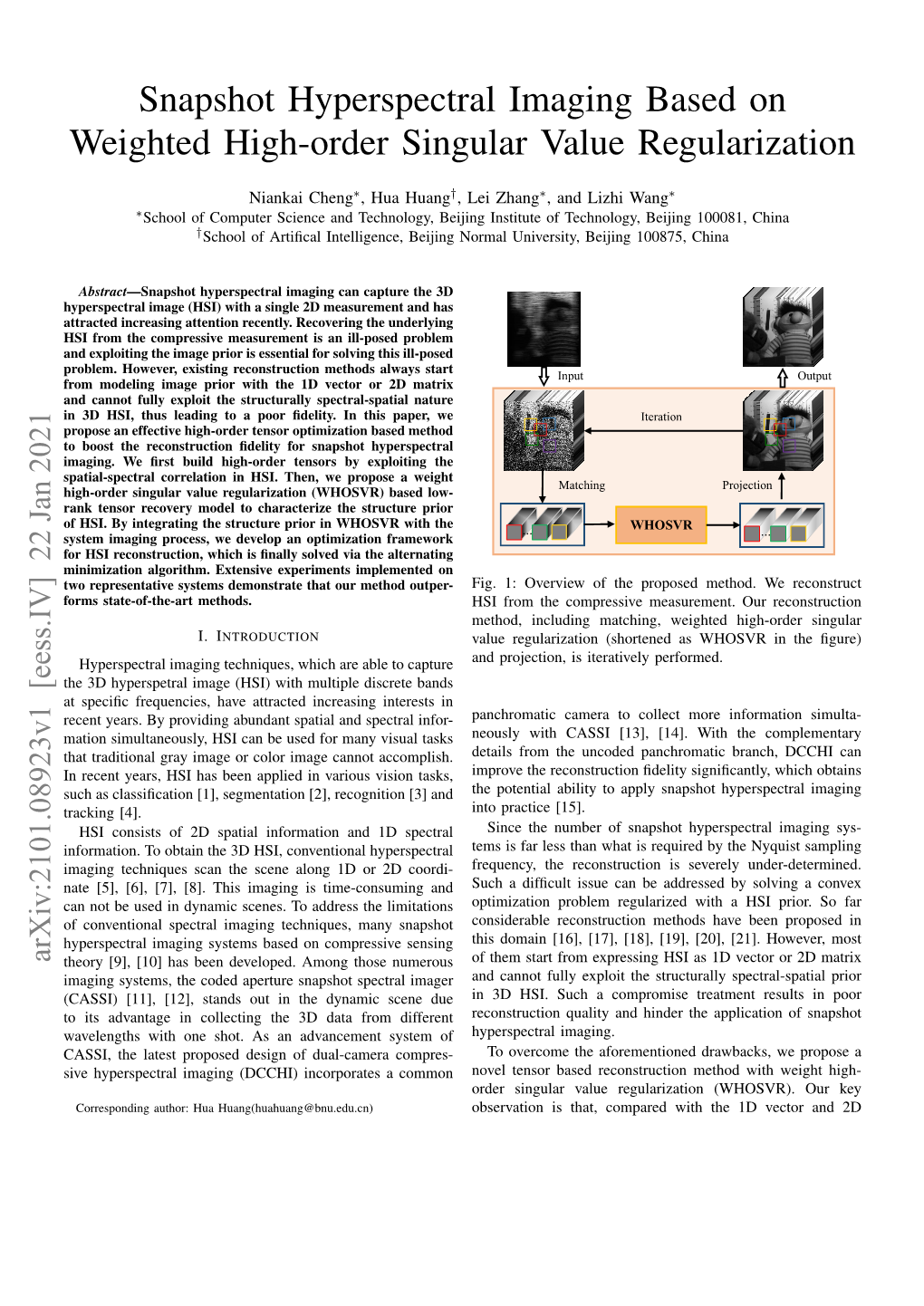 Snapshot Hyperspectral Imaging Based on Weighted High-Order Singular Value Regularization