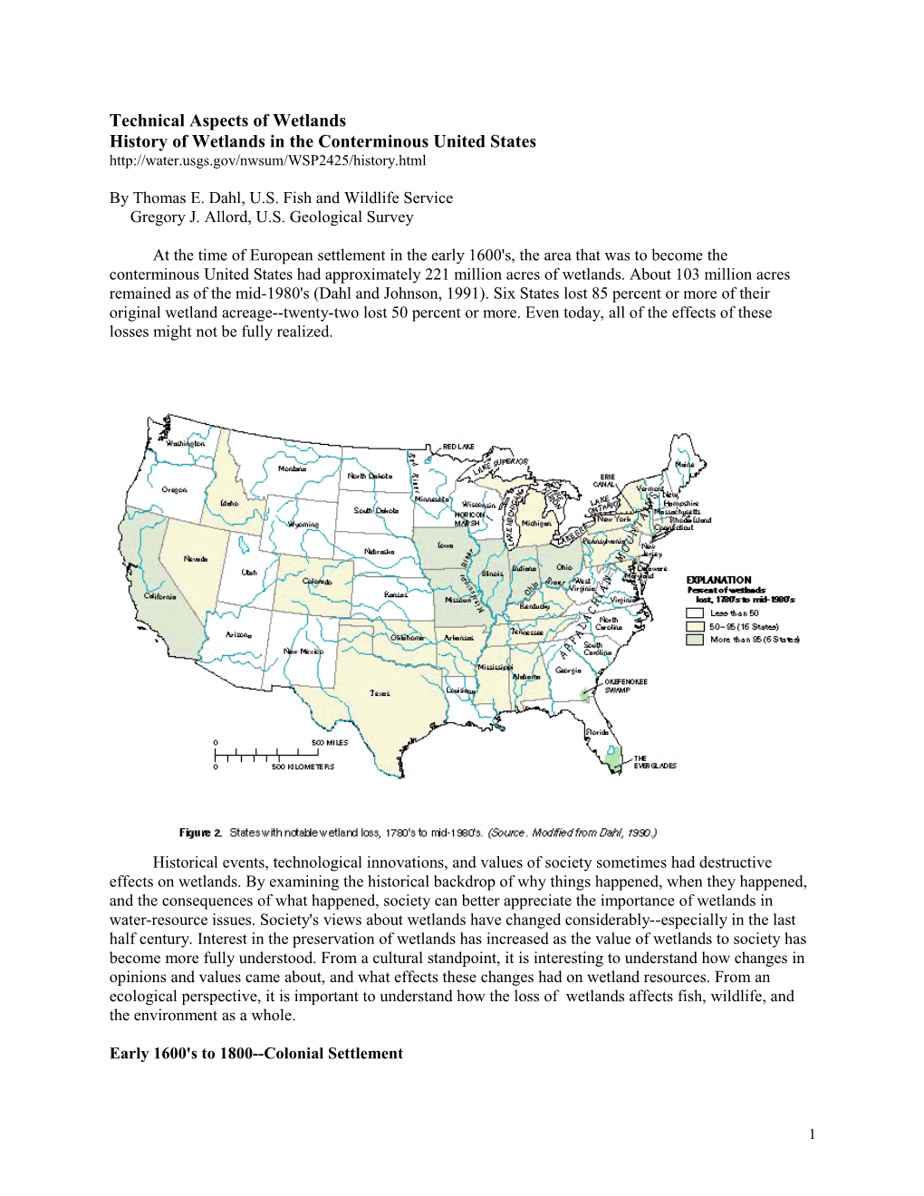 History of Wetlands in the Conterminous