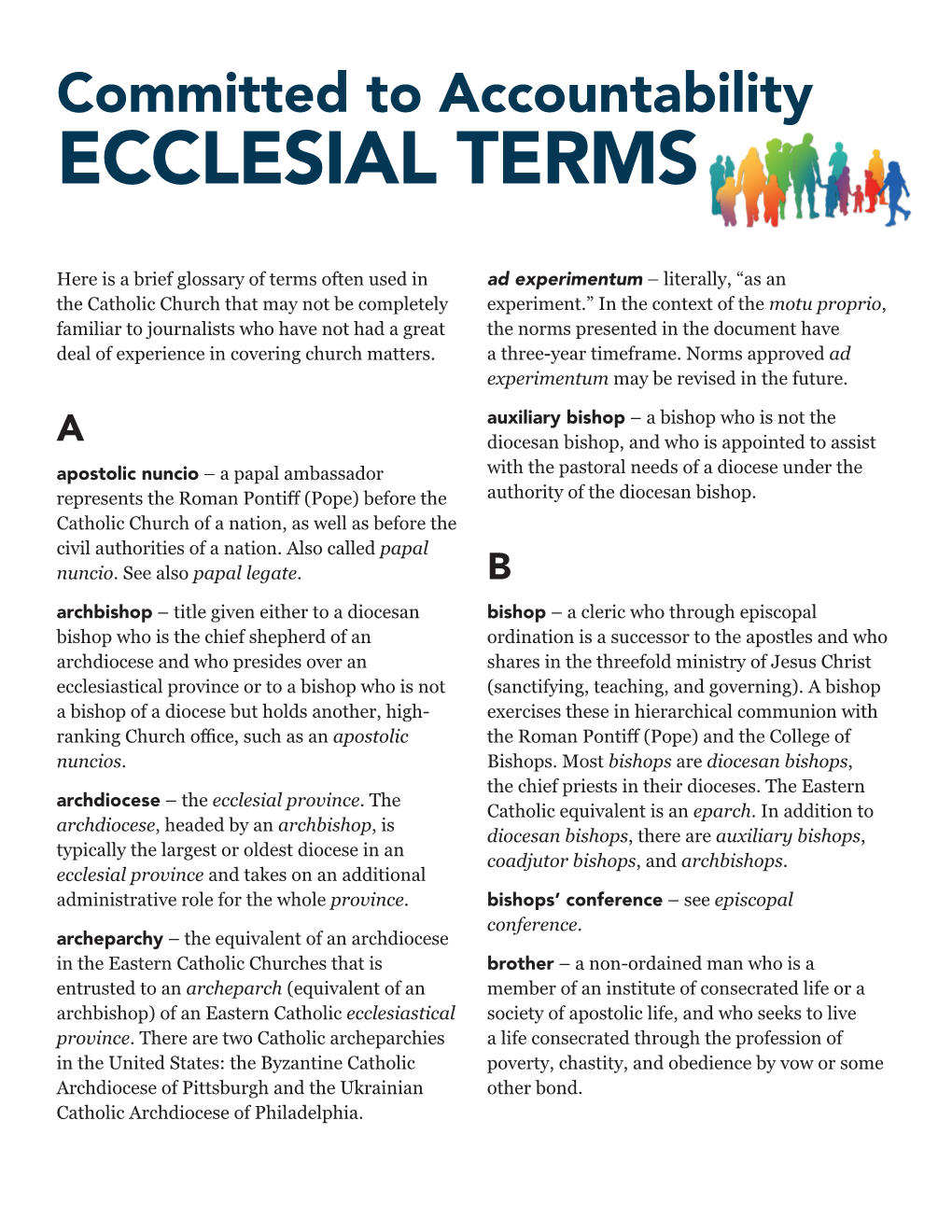 Committed to Accountability ECCLESIAL TERMS