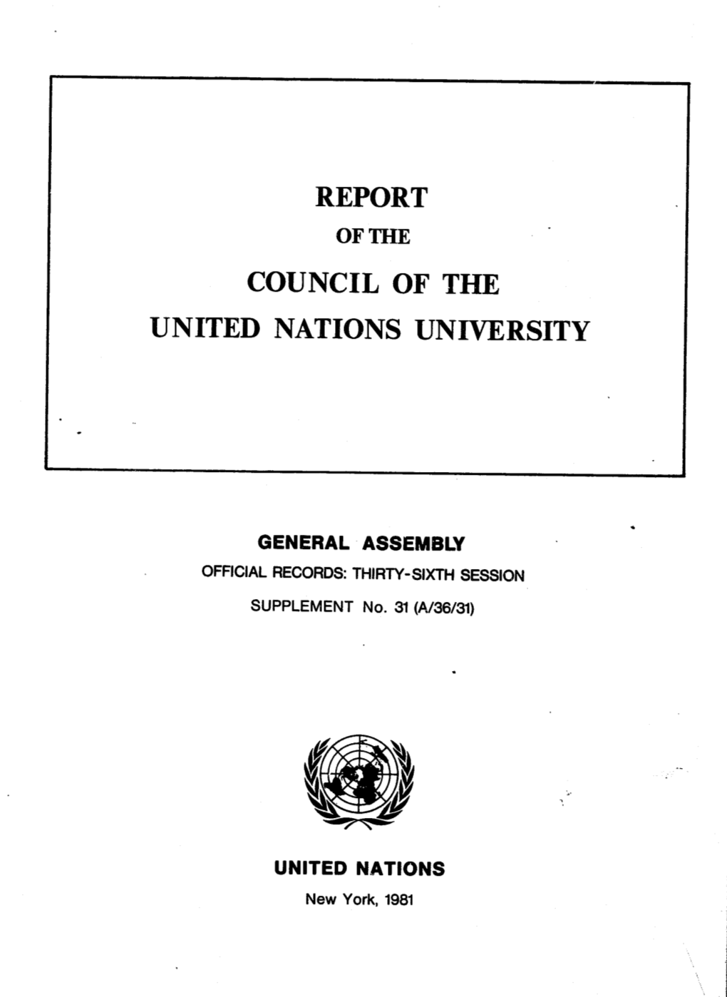 Report Council of the United Nations University