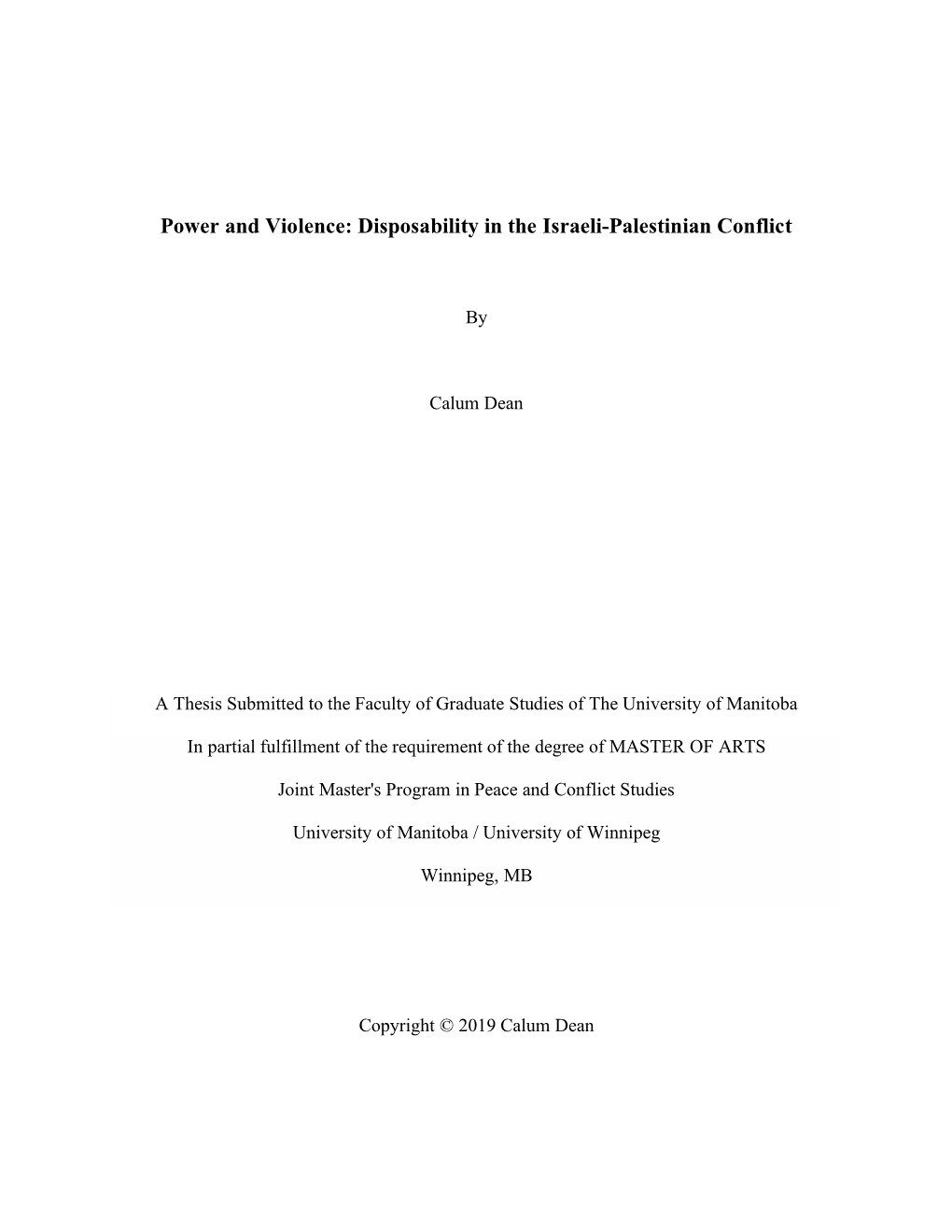 Disposability in the Israeli-Palestinian Conflict