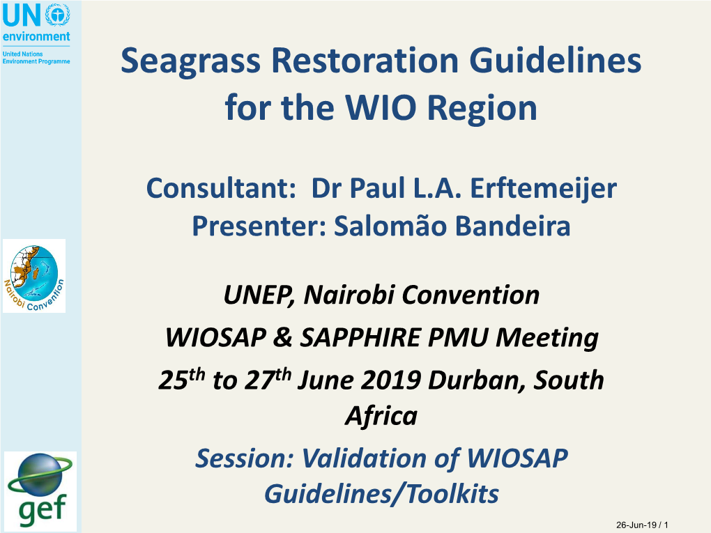 Seagrass Restoration Guidelines for the WIO Region