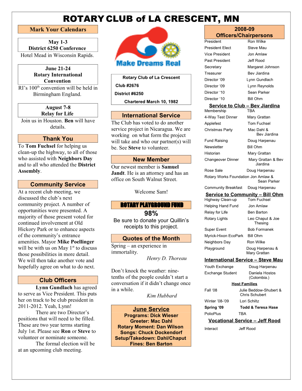 ROTARY CLUB of LA CRESCENT, MN