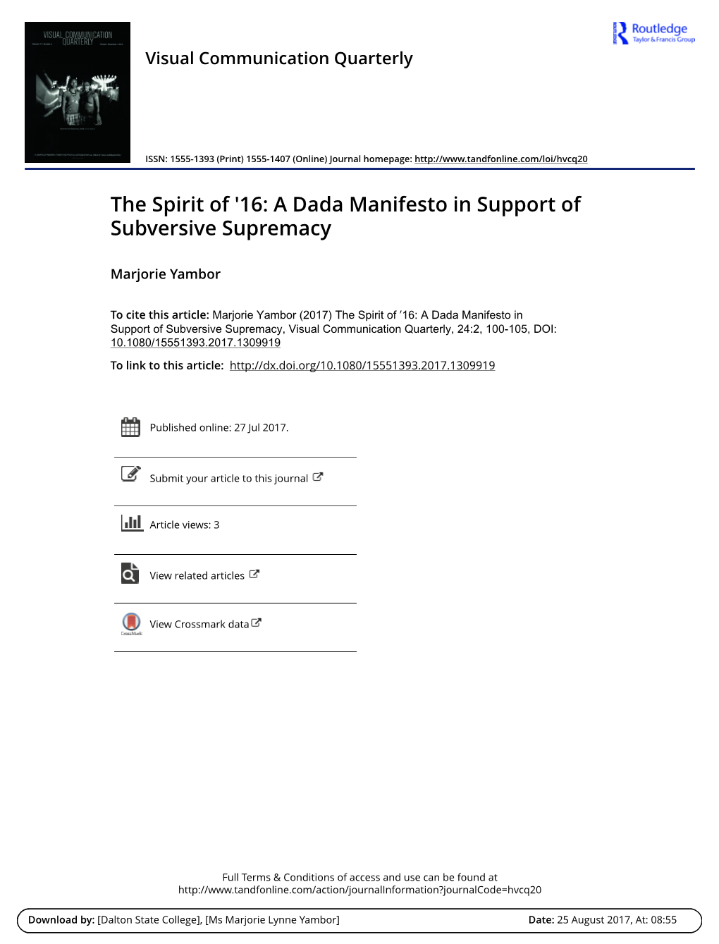 The Spirit of ′16: a Dada Manifesto in Support of Subversive Supremacy