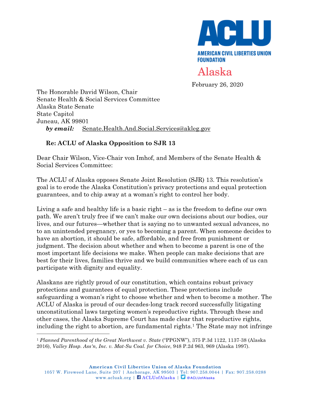 ACLU-AK Testimony Opposing SJR 13.Pdf