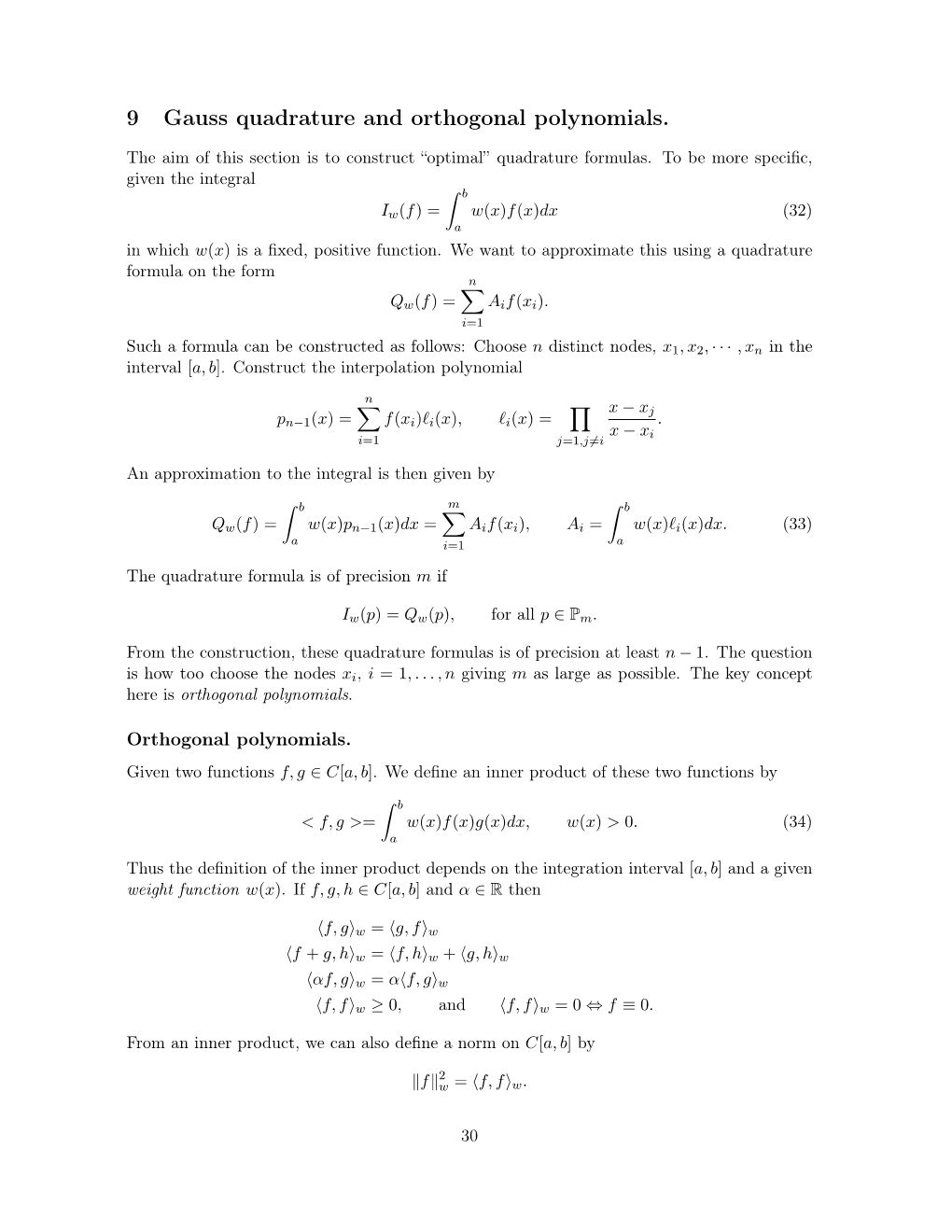 9 Gauss Quadrature and Orthogonal Polynomials