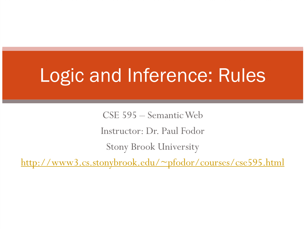 Logic and Inference: Rules