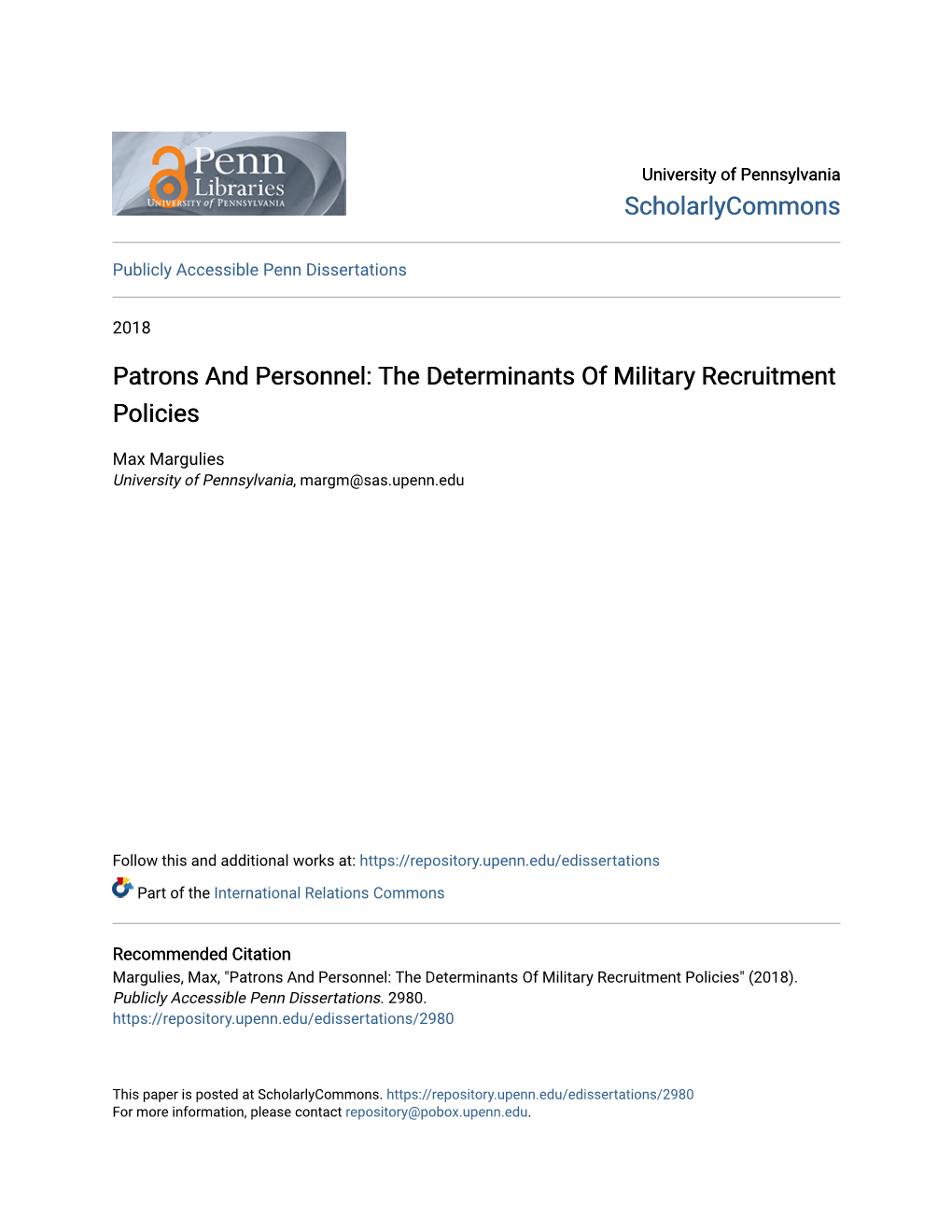 The Determinants of Military Recruitment Policies